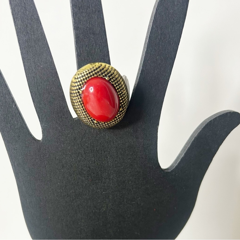 Elegant Red and Gold statement Ring